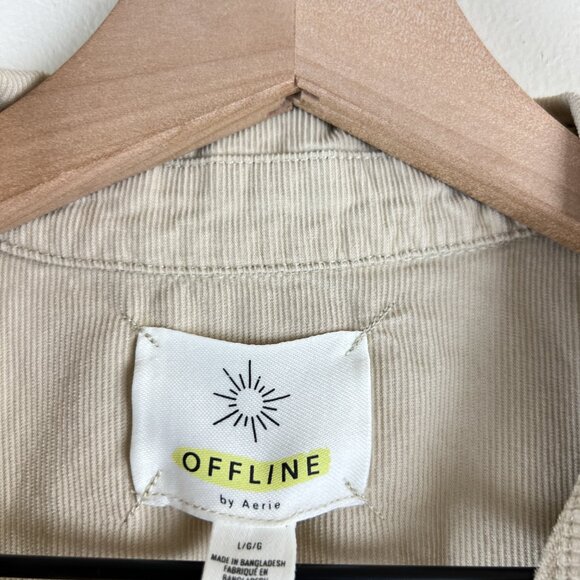 Offline By Aerie Beige Corduroy Long Sleeve Jumpsuit Boilersuit - Picture 4 of 6